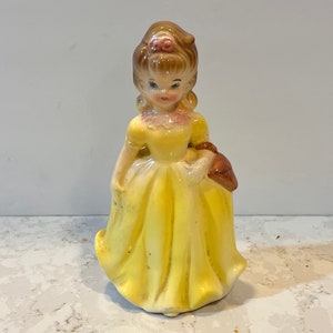 Kitsch Lady Yellow Dress Cutie Ceramic Japan
