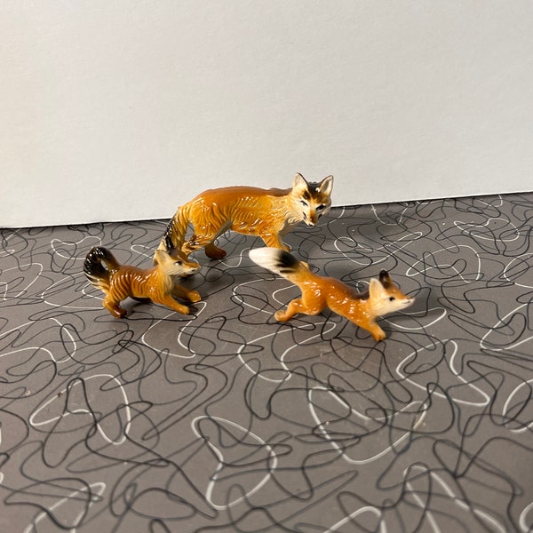 Vintage Celluloid Fox Family Vintage Early Plastic