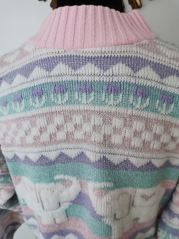 Vintage Pastel Glitter Sweater Adele Knitwear 198… - image 2