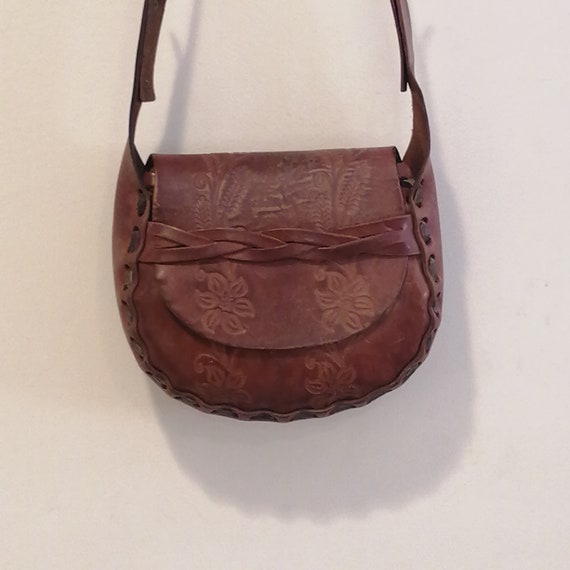 Vintage Mexico Tooled Leather Purse Pouch Purse B… - image 1