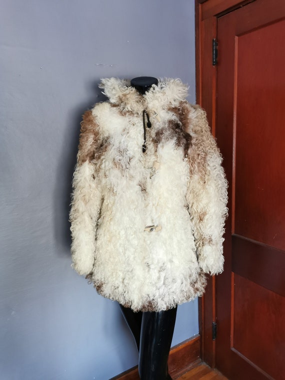 Vintage Fitted Mongolian Style Shearling Fur Coat 