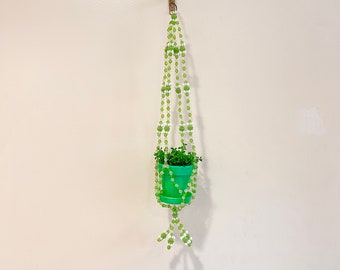 Beaded 1970s Macrame Style Plant Hanger