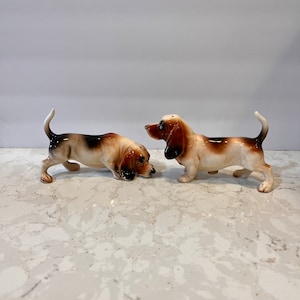 Vintage Kitsch Dog Shakers Hound Dog Salt and Pepper Kitsch Cute