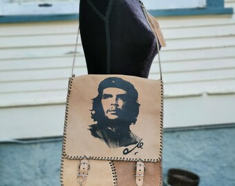 Vintage Tooled Leather Purse With Che Guevara     Hippie Boho Festival Leather Pouch Purse
