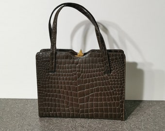 Vintage Faux Alligator Handbag Purse 1950s vintage