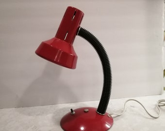 Vintage Goose Neck Desk Lamp Red Funky Mod Modern Lamp