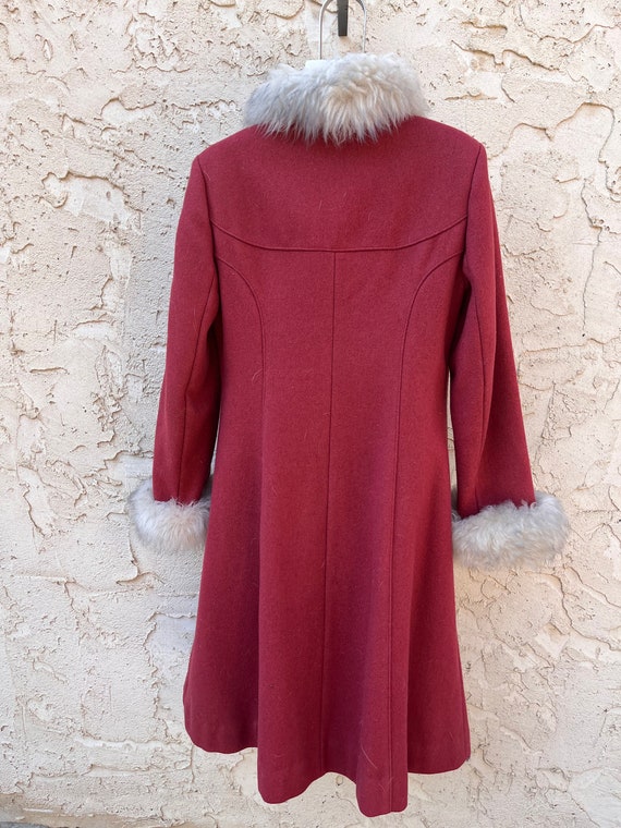 Vintage Mod 1970's Wool Coat Maroon Mod Wool Coat - image 4