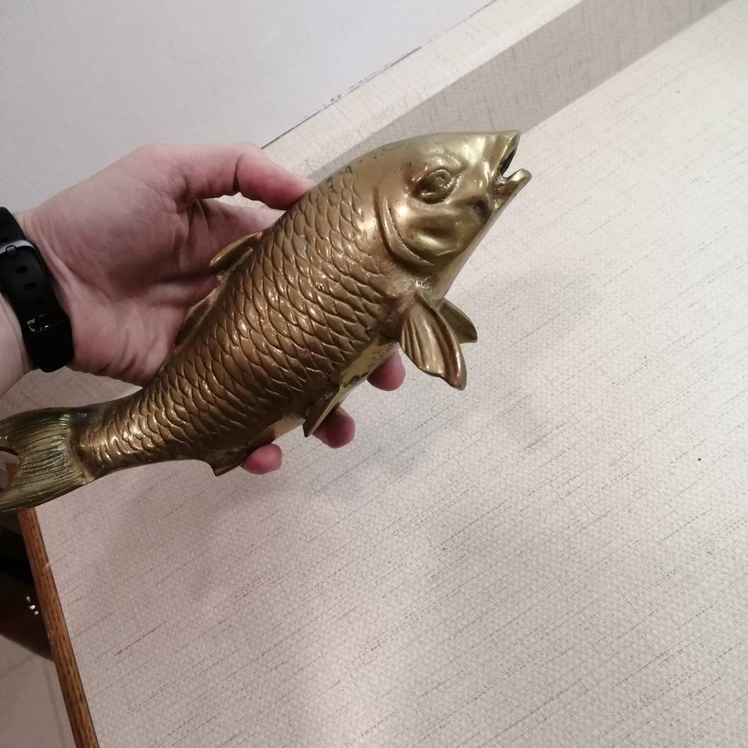 木彫り　鯉　carp fish レトロアンティーク　置物 Vintage Brass Carp Koi Fish Solid Heavy Brass - Etsy Canada