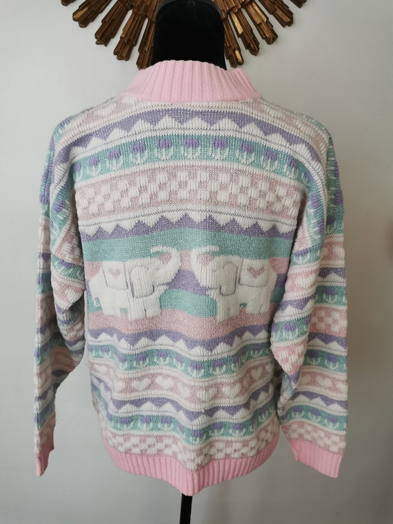 Vintage Pastel Glitter Sweater Adele Knitwear 198… - image 6