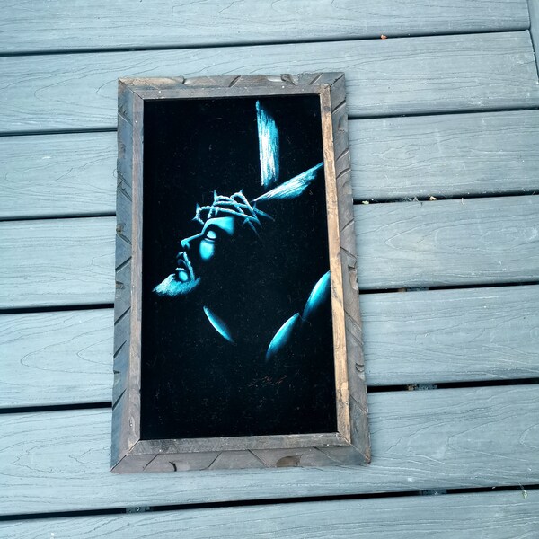 Vintage Jesus Velvet Painting