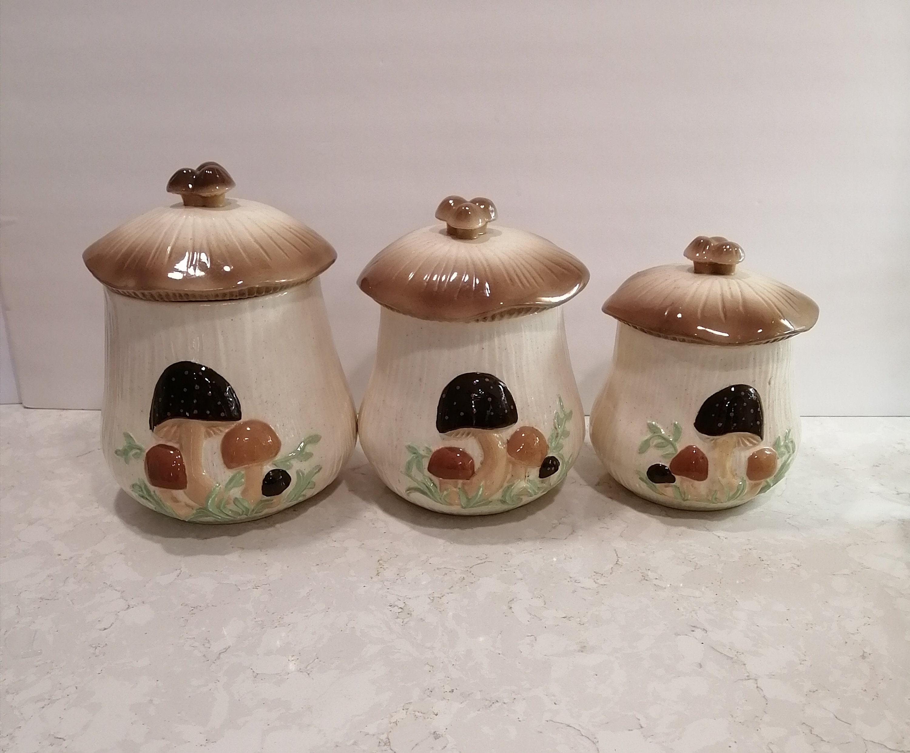 Vintage MCM Brown Mushroom Top Ceramic Flour Canister by Holiday Desig –  The Cupboard Shop NJ