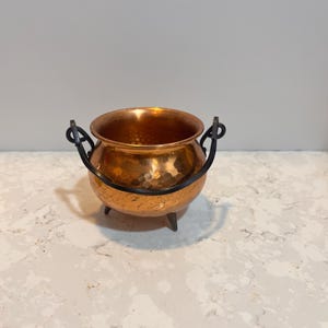 Vintage Hammered Copper Cauldron Planter Witchy Antique