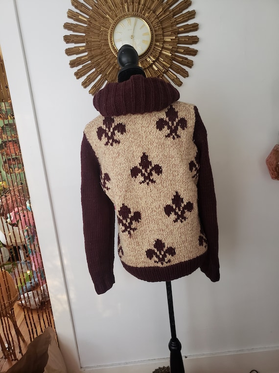 Cowichan Pullover fleur de lis Vintage Hippie Boh… - image 4