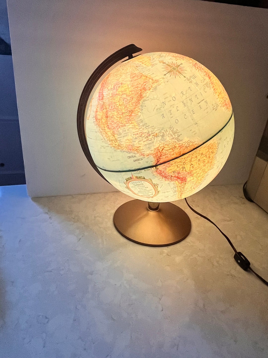 Vintage Replogle Globe Lamp Circa 1970's Illuminated Globe Light Globe ...