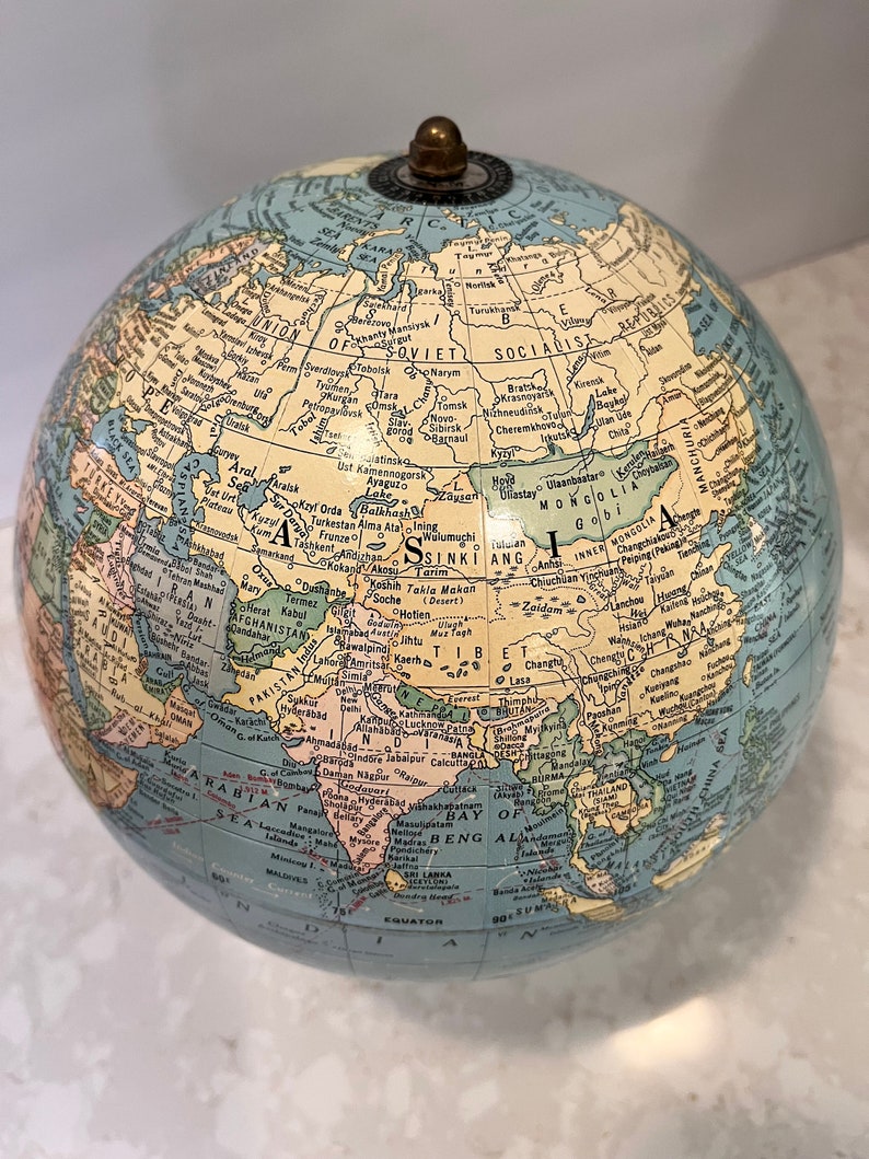 Vintage 9 Inch Crams Terrestrial Globe 1960's-70'a Vintage Modern Globe image 6