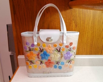 Vintage Flower Power Tote Bag Vintage Beach Bag Shopping Bag Beautiful