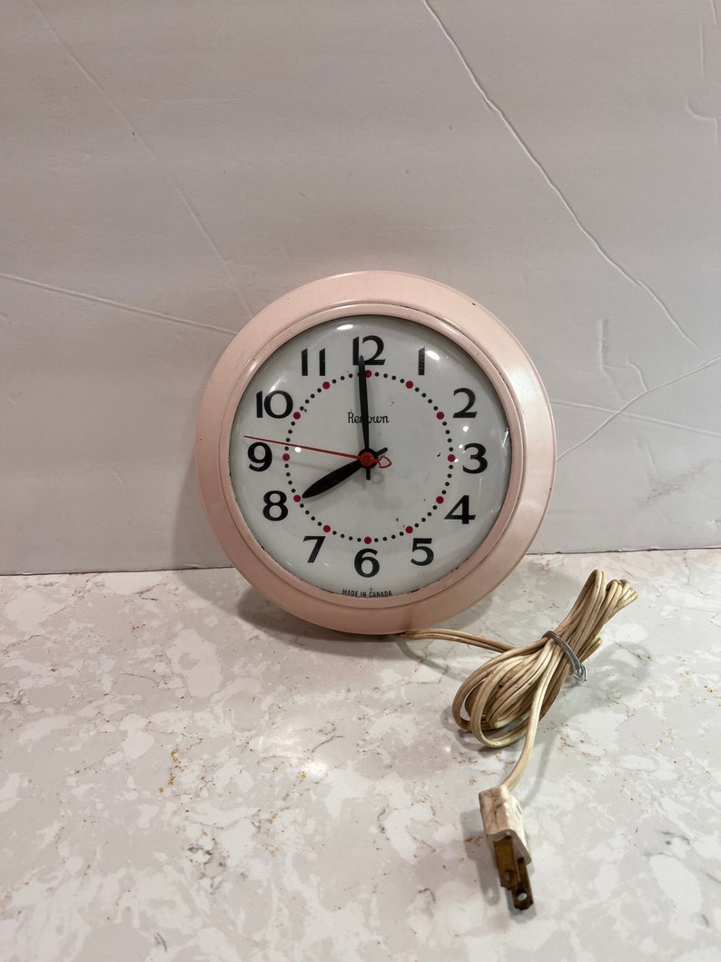 Vintage Pink Kitchen Clock Kitchen Wall Clock Plug In - Etsy