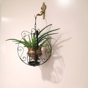 Vintage Mid Century Circular Planter Hanger Plant Pot Holder Mid Century Scrolled Iron