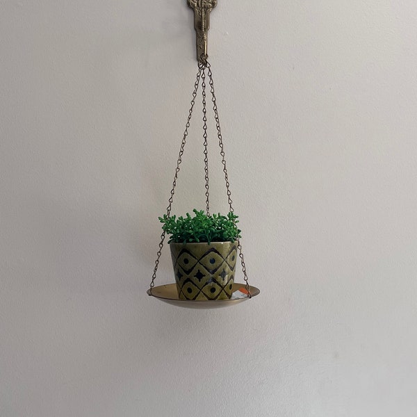 Brass Mid Century Hanging Planter Holder