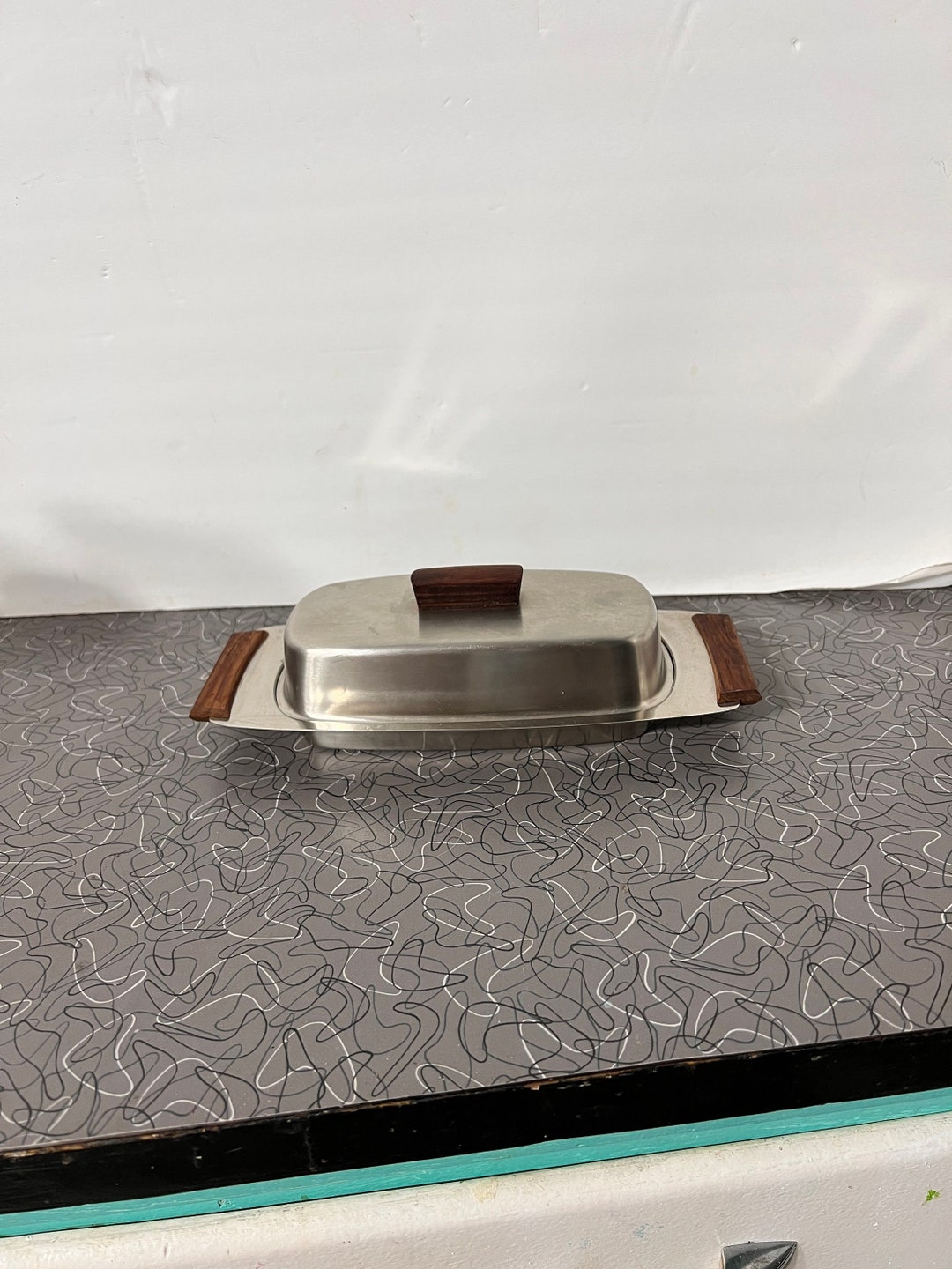 Stainless Steel and Teak Butter Dish Mid Century Modern Etsy