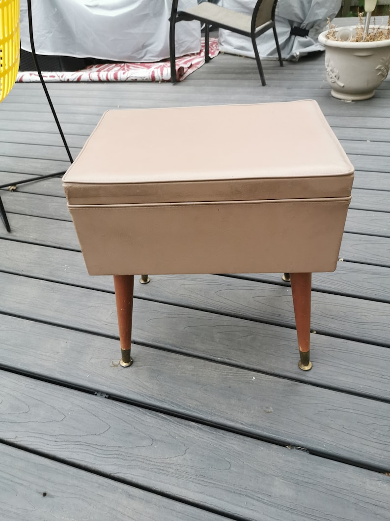 Mid Century Ottoman Sewing Storage Box 1950's Ottoman Foot Etsy
