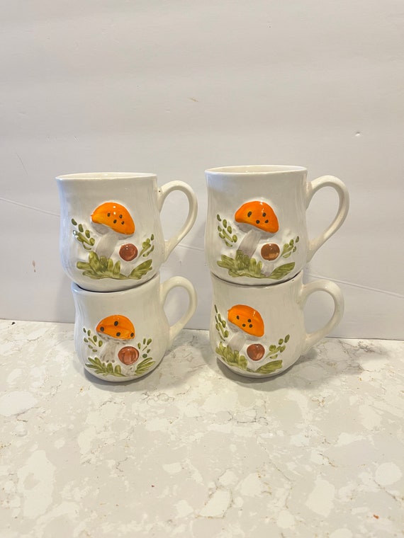 Vintage Ceramic Merry Mushroom Mugs