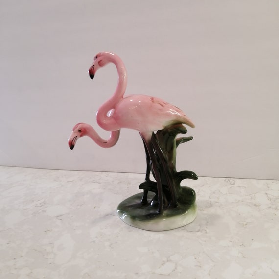 Pink Flamingo Pair Very Rare and Delicate Made in Japan 