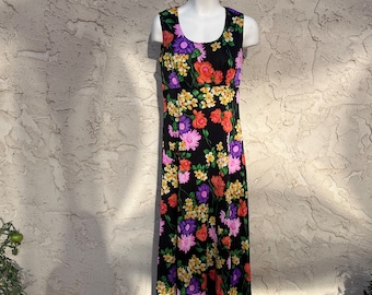 1970s Flower Power Maxi Dress Floral Print Maxi Dress