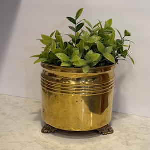 Brass Mid Century Planter Large Footed