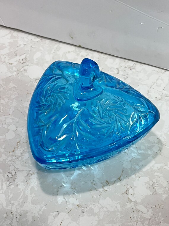 Vintage Hazel Atlas Blue Triangle Candy Dish Pinwheel Depression