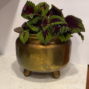Brass Mid Century Planter Large Footed