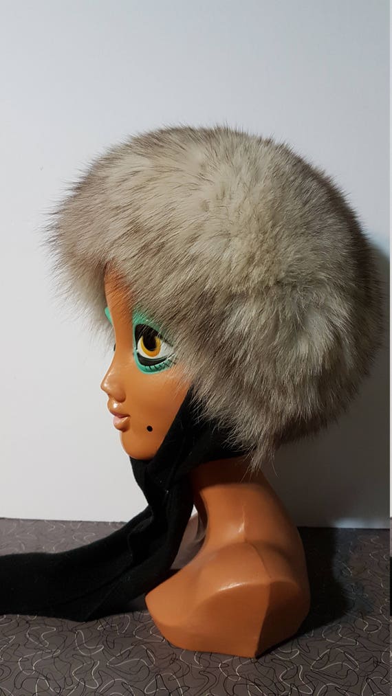 Vintage 1960s Mod Silver Arctic Warm Fur Hat Fox … - image 6