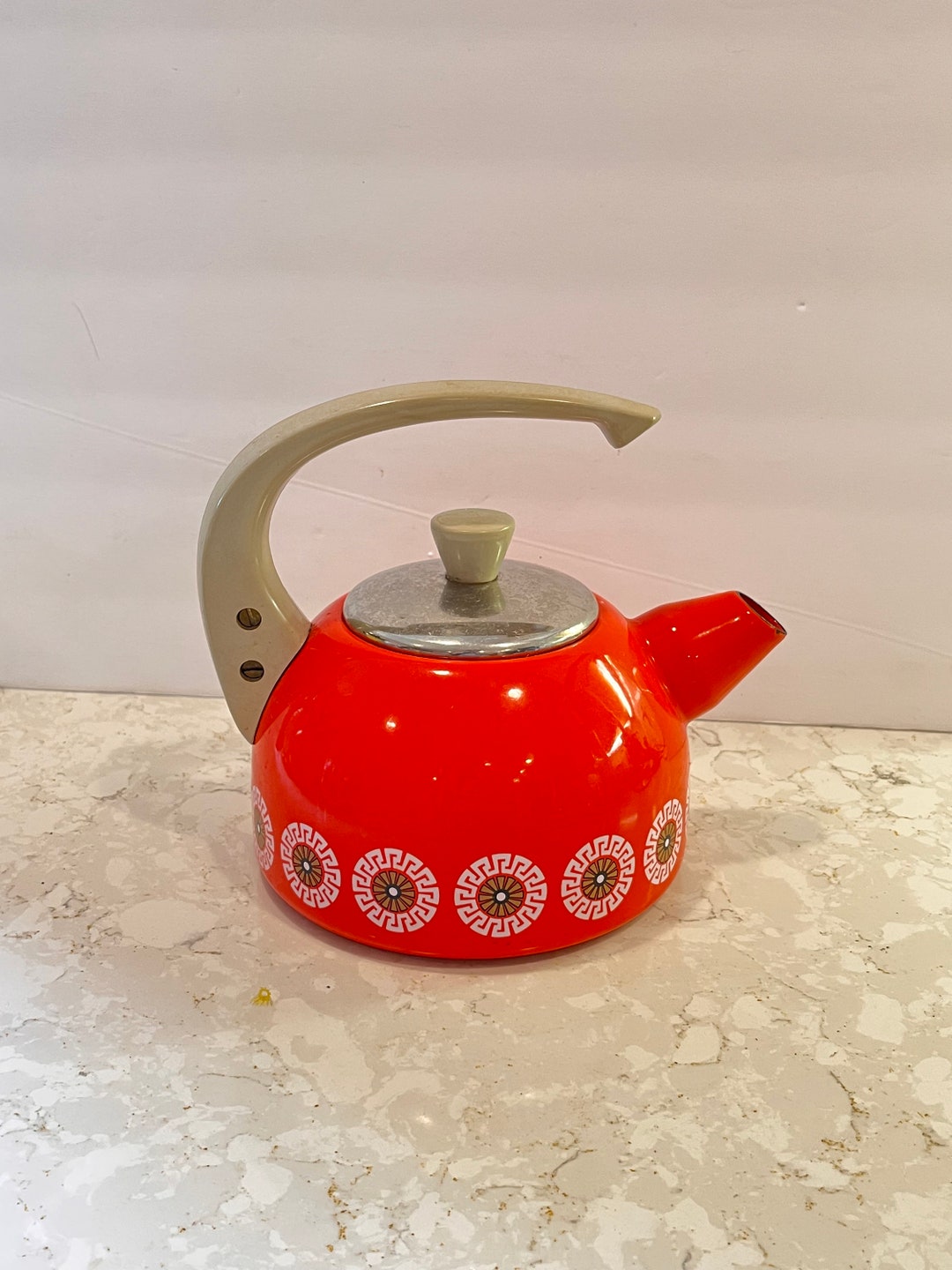 Vintage Mid Century Modern Tea Kettle Enamel Kettle Made in Etsy