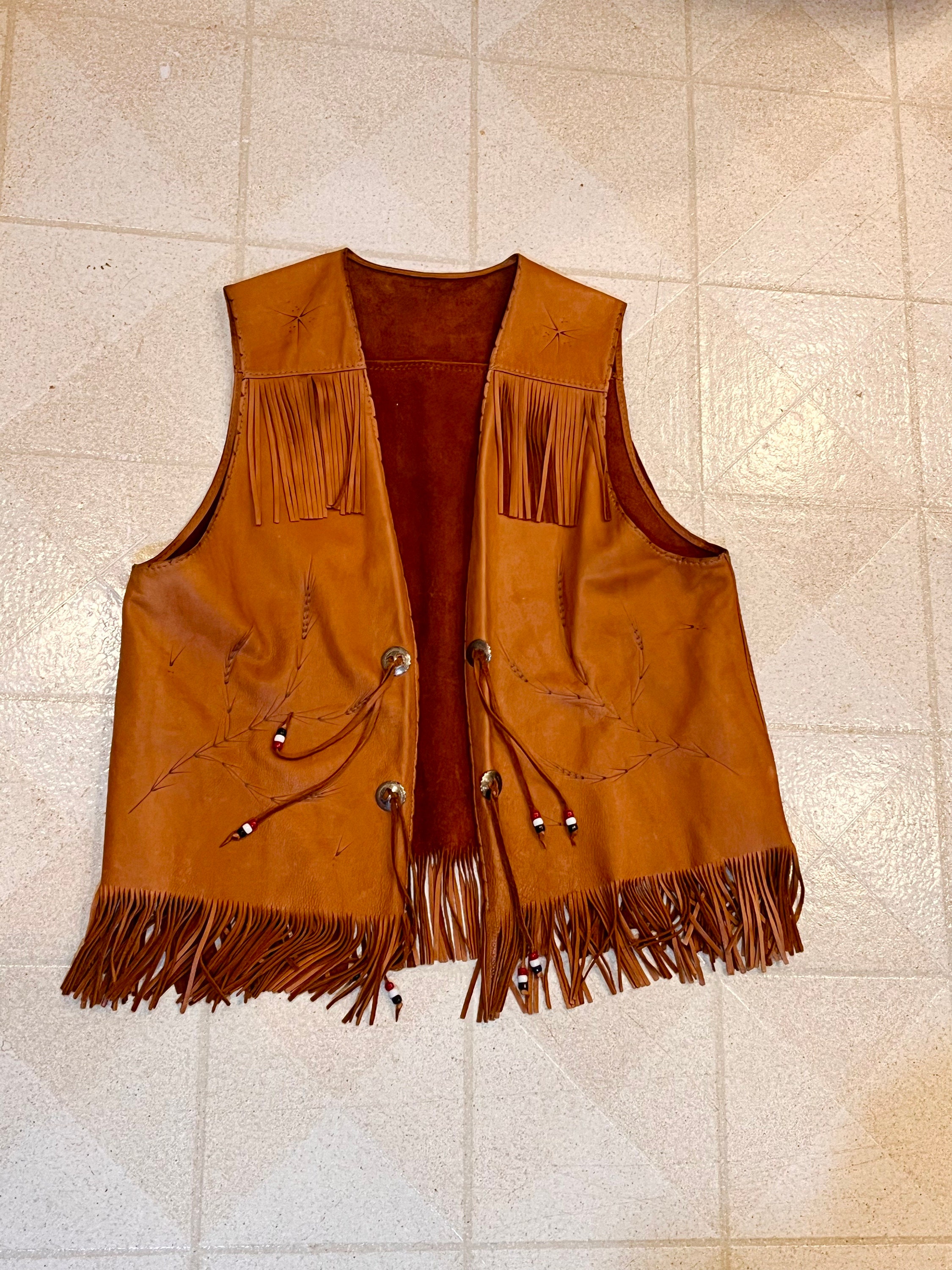 70s 80s 古着　レザーベスト　フリンジ　編み上げ　ヴィンテージ　ウエスタン vintage leather fringe design vest ヴィンテージ レザー