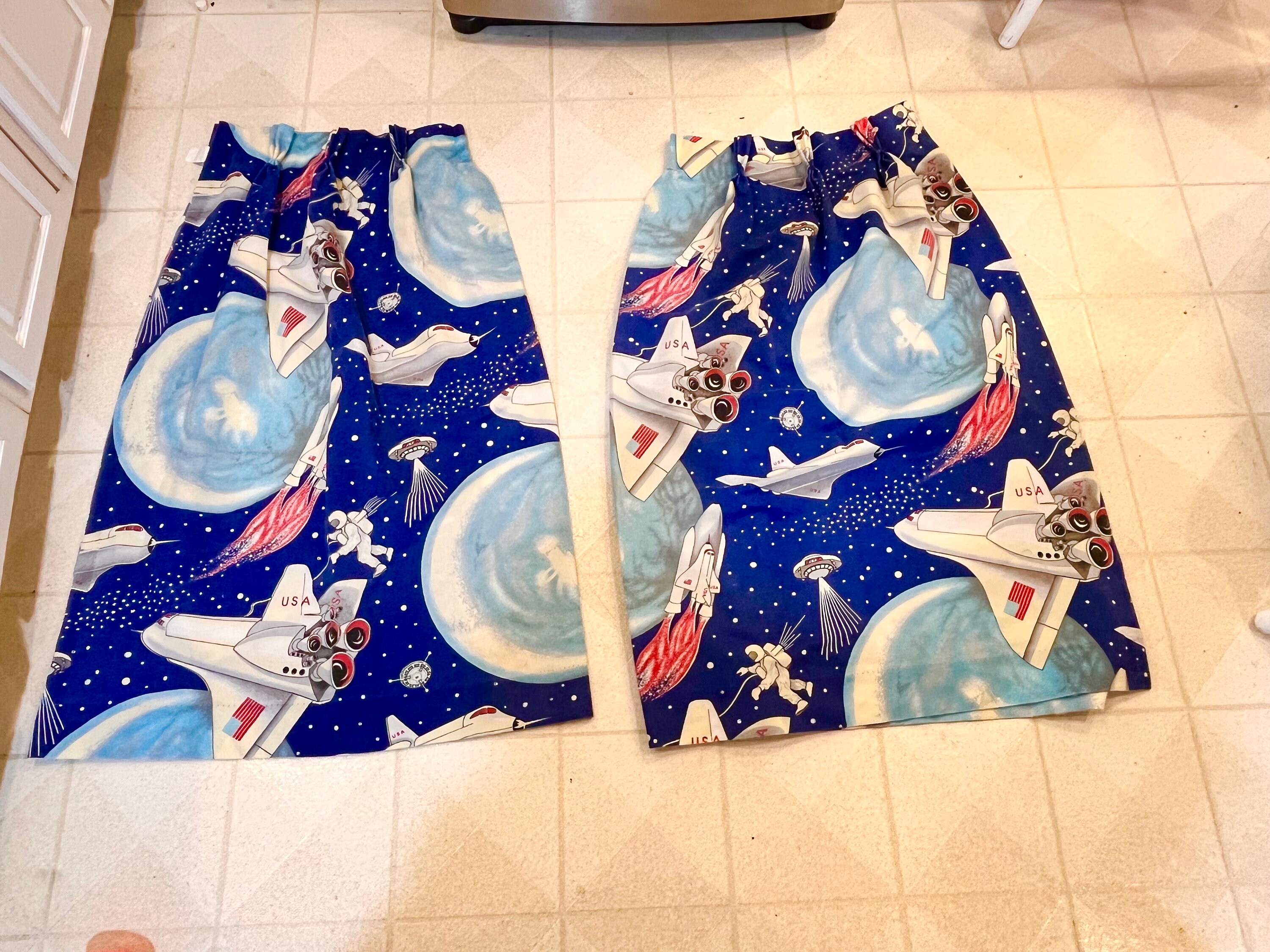 Vintage 1970's Galactic Space Curtains Space Curtains Glow in the Dark Sci Fi Retro Funky