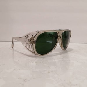 Vintage 1970's Aviator Style Safety Glasses Green Lenses Retro Safety Glasses Vintage Safety Glasses