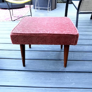 Mid Century Ottoman Foot stool Brown 1950&#39;s Ottoman Foot Stool
