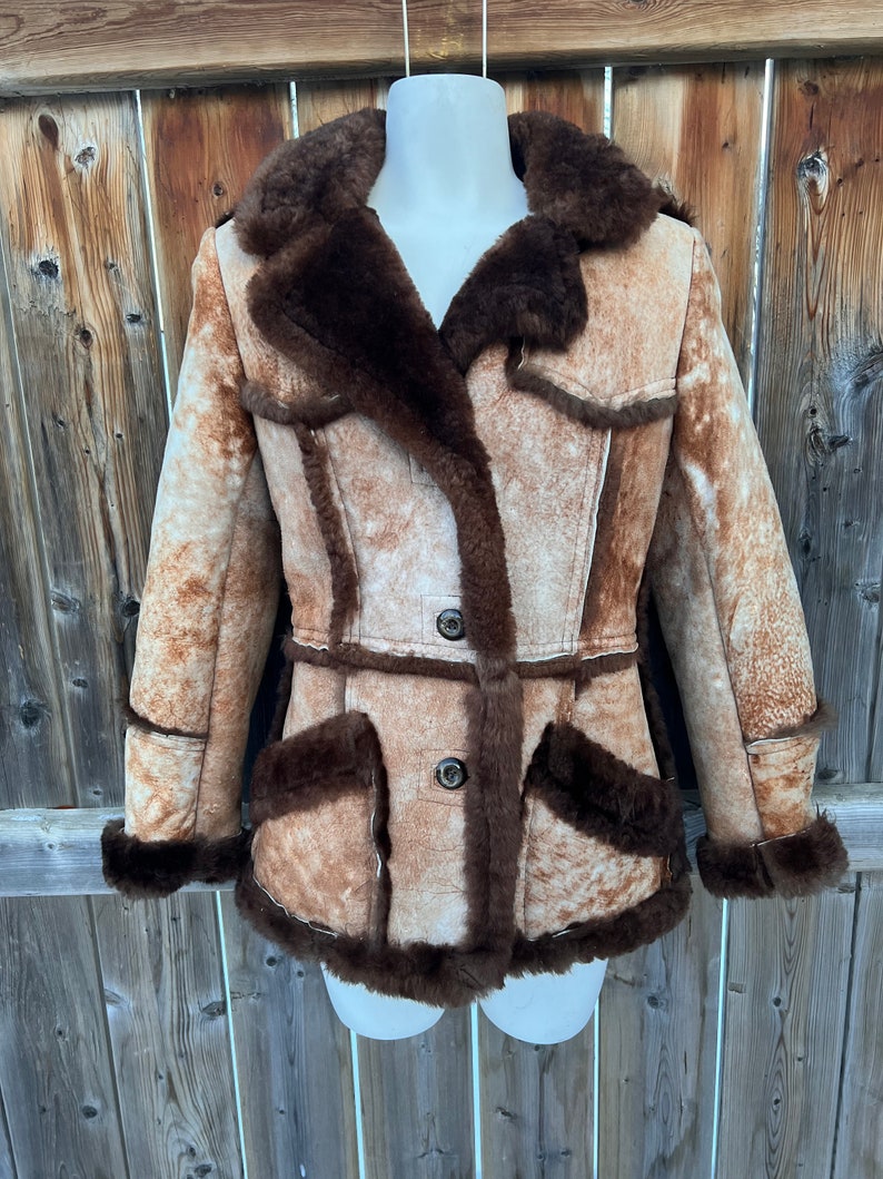 Vintage Shearling Sheepskin Fitted Ladies Coat Trapper Style | Etsy
