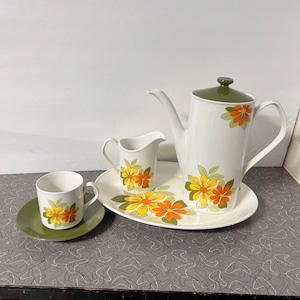 service à thé vintage Flower Power psychédélique années 1960 Johnson Bros Angleterre