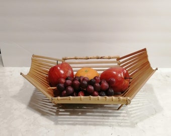 MCM Teak Slat Bowl XL Obstschale Flach Obstschale Teak Slat Moderne Obstschale