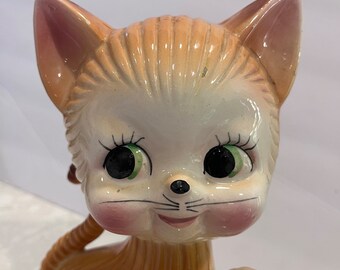 その他 SET OF VINTAGE CERAMIC BIG EYE KITTY CAT Ceramic Cat Blue Glasses Kitschy Big Eye Ceramic Cat Cat