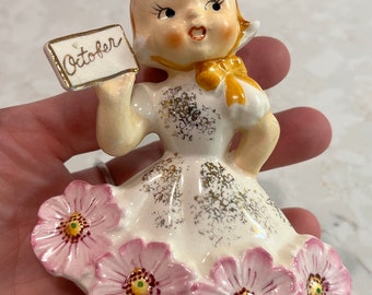 Vintage Napco Japan Flower Girl of the Month October Cosmos - Etsy