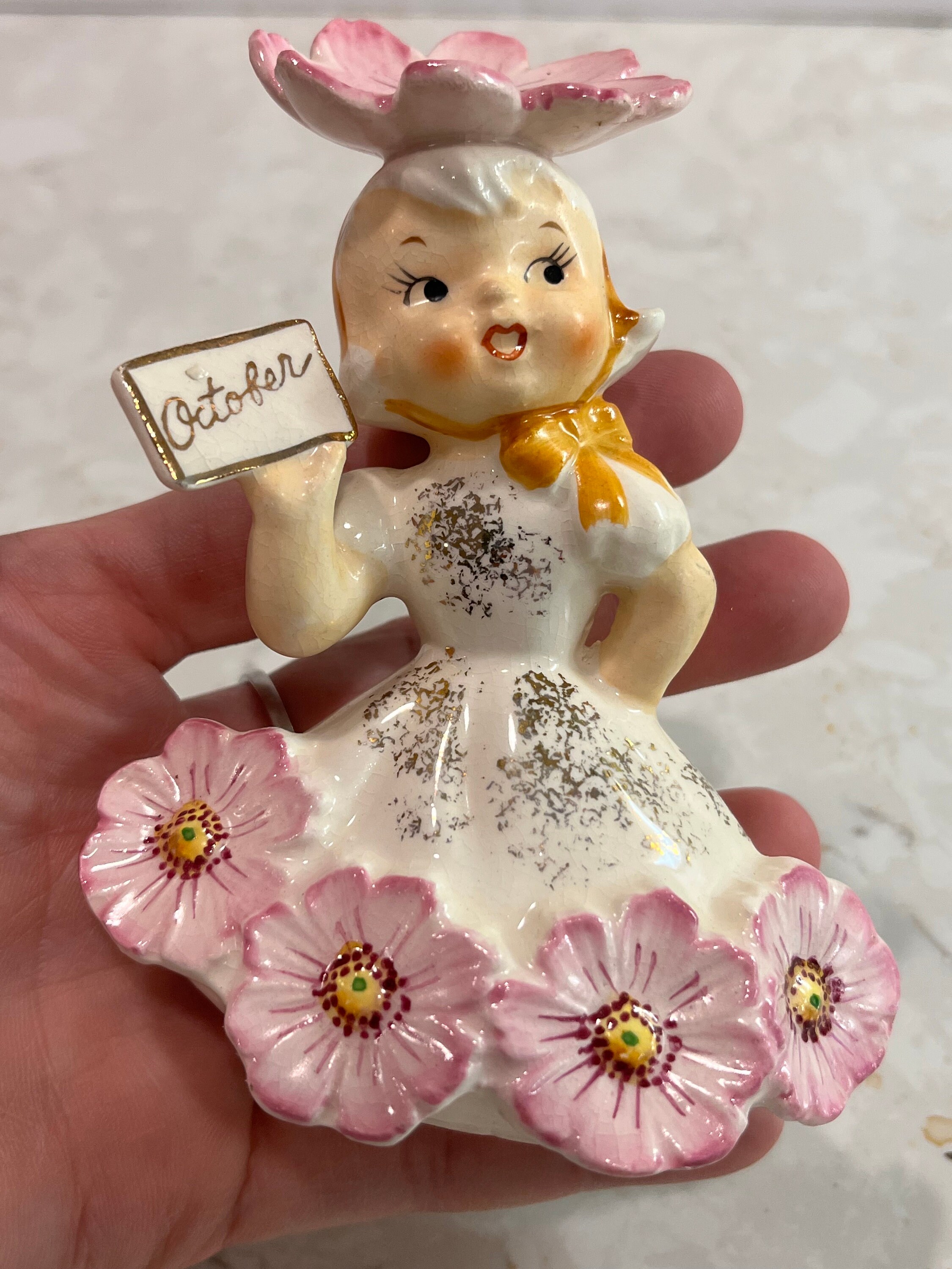 Vintage Napco Japan Flower Girl of the Month October Cosmos - Etsy