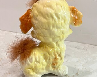 Vintage Big Eye Puppy Dog Figurine Kitsch Ceramic Big Eye