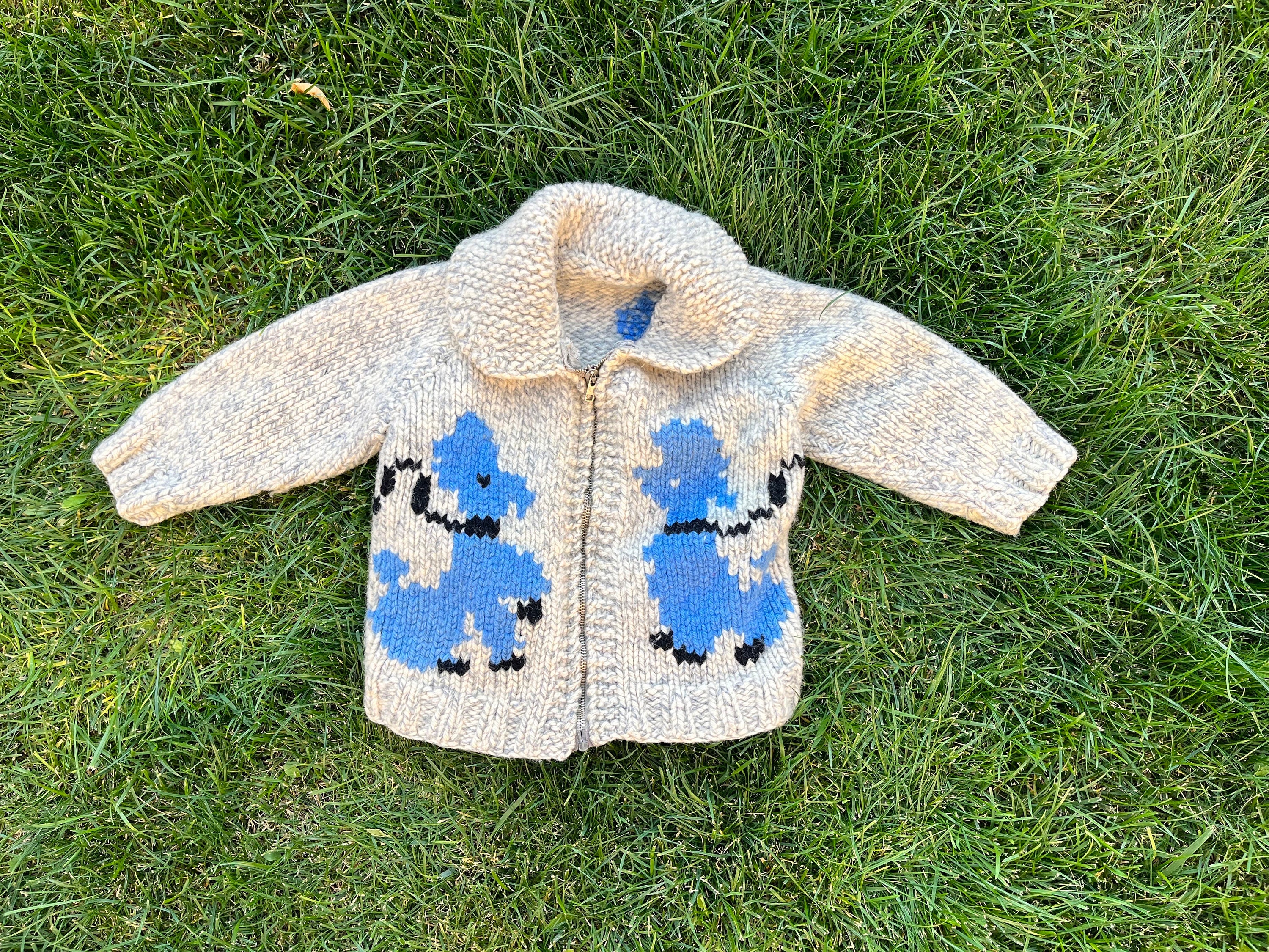 Vintage Wool Cowichan Sweater Childs Poodle Thick Wool Cowichan