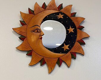 Vintage Celestial Sun and Moon Mirror.