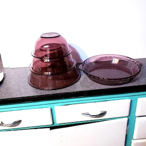 Pyrex Vision Cranberry Bowls and pie plate
