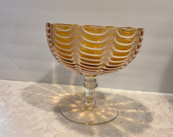 Empoli Butterscotch Optic Glass Stemmed Art Glass