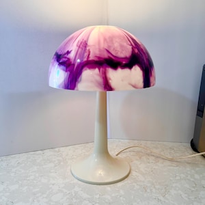 Vintage Gilbert Softlite Mushroom Lamp Purple Marble Plastic Shade 60s 70s Lamp Atomic Vintage Mid Century Lamp Vintage Mid Century