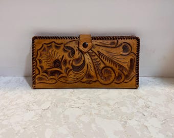 Tooled Leather Clutch Wallet Hand tooled clutch wallet clutch purse